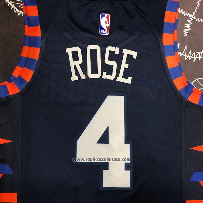Camiseta New York Knicks Derrick Rose #4 Ciudad Edition 2019-20 Azul